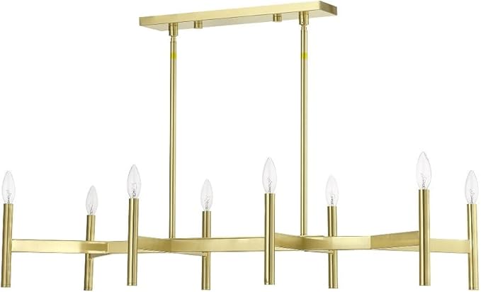 Livex Lighting 51178-91 Copenhagen - Eight Light Linear Chandelier, Brushed Nickel Finish, 19.00x40.00x15.00
