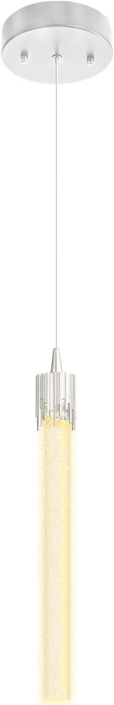 Mini 1 Light Chrome Crystal Pendant Lights,Modern Led Kitchen Island Hanging Light Fixture,Adjustable Pendant Lighting for Kitchen Island,Dimmable 2700k-6000k