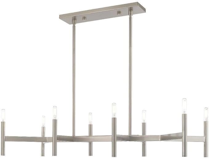 Livex Lighting 51178-91 Copenhagen - Eight Light Linear Chandelier, Brushed Nickel Finish, 19.00x40.00x15.00