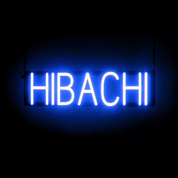 SpellBrite HIBACHI Sign | Restaurant-Related Sign with Neon Look, Blue LED Light | 23.2" x 6.3"