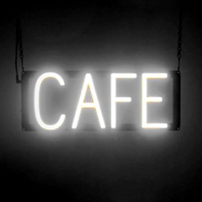 SpellBrite CAFE Sign | Cafe-Related Sign with Neon Look, White LED Light Source | 16.4" x 6.3"