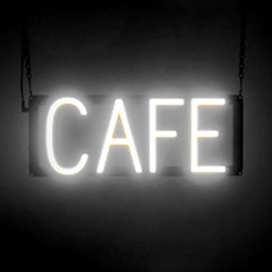 SpellBrite CAFE Sign | Cafe-Related Sign with Neon Look, White LED Light Source | 16.4" x 6.3"