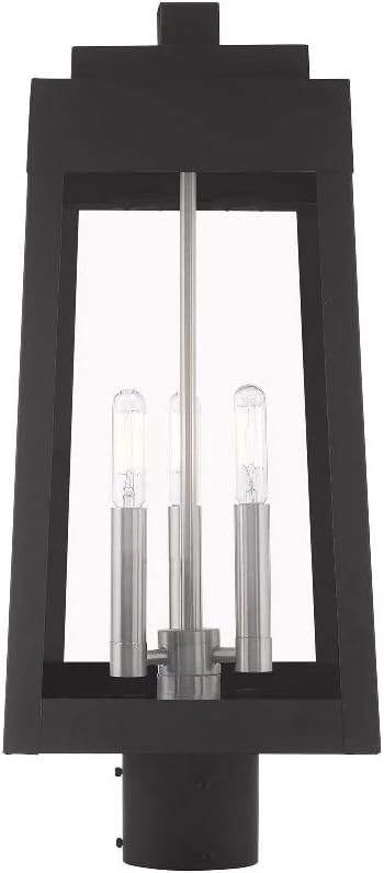 Livex Lighting 20856-04 Oslo - 20.38" Three Light Outdoor Post Top Lantern, Black Finish with Clear Glass