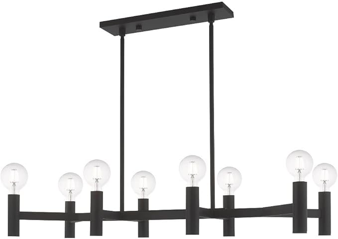 Livex Lighting 51138-91 Copenhagen - Eight Light Linear Chandelier, Brushed Nickel Finish