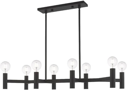 Livex Lighting 51138-91 Copenhagen - Eight Light Linear Chandelier, Brushed Nickel Finish