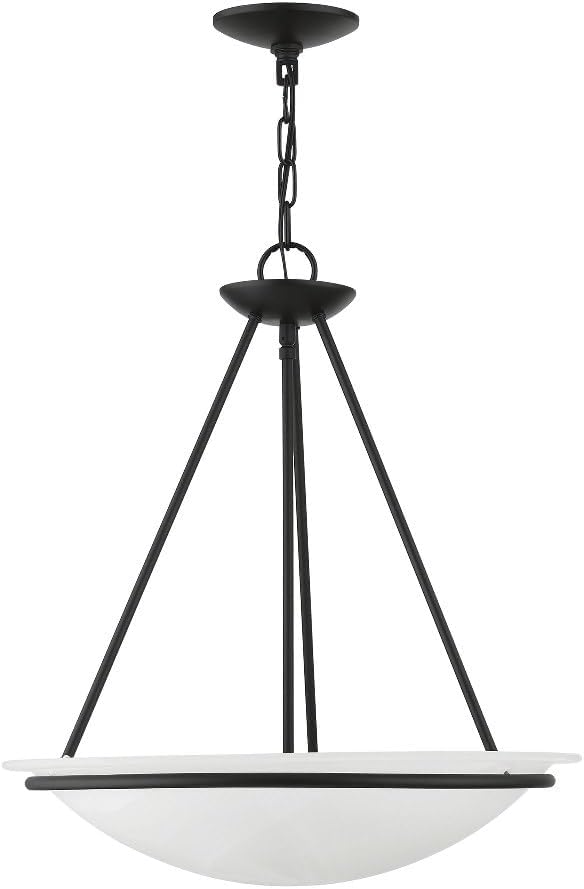 Livex Lighting Glass Shade 4826-07 Newburgh 3-Light Pendant, Bronze
