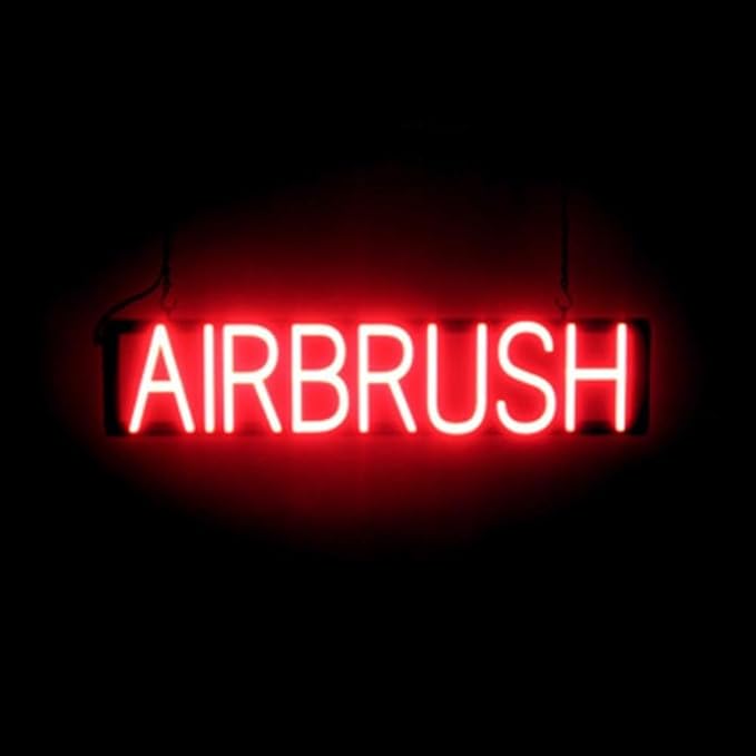 SpellBrite AIRBRUSH Sign | Beauty-Related Sign with Neon Look, Red LED Light Source | 29.3" x 6.3"