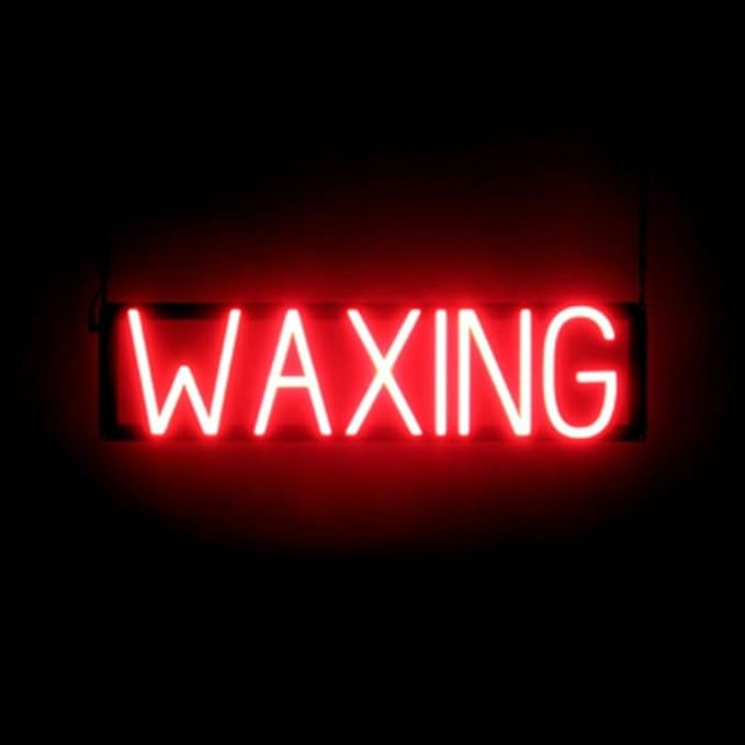 SpellBrite WAXING Sign | Beauty-Related Sign with Neon Look, Red LED Light Source | 24.7" x 6.3"