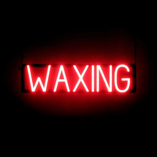 SpellBrite WAXING Sign | Beauty-Related Sign with Neon Look, Red LED Light Source | 24.7" x 6.3"
