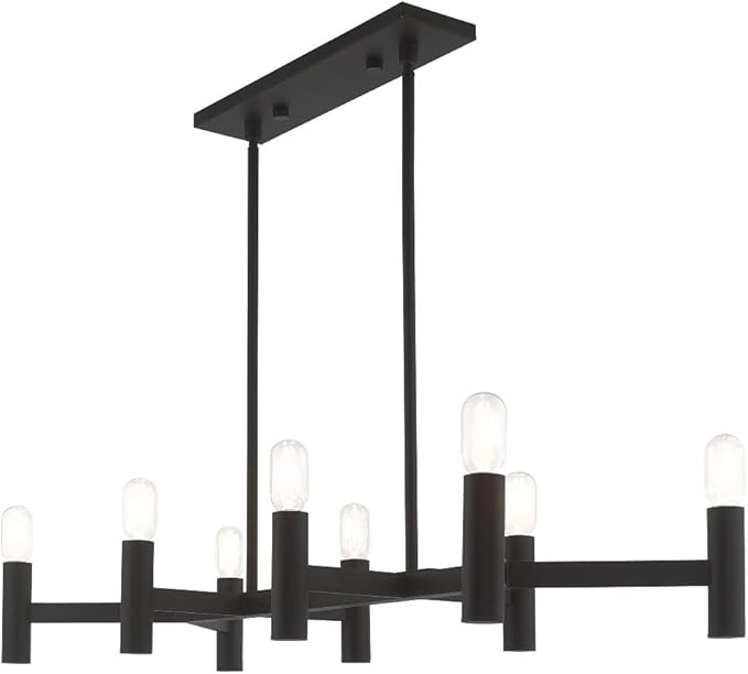 Livex Lighting 51138-91 Copenhagen - Eight Light Linear Chandelier, Brushed Nickel Finish
