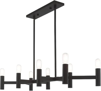 Livex Lighting 51138-91 Copenhagen - Eight Light Linear Chandelier, Brushed Nickel Finish