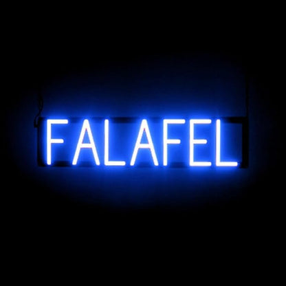 SpellBrite FALAFEL Sign | Restaurant-Related Sign with Neon Look, Blue LED Light | 26.3" x 6.3"
