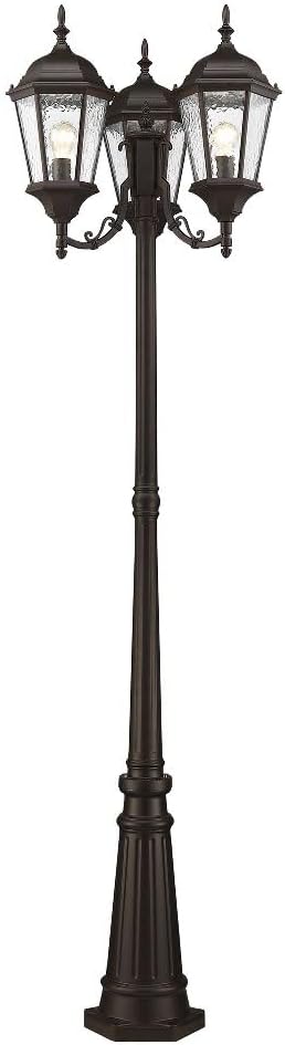Livex Lighting 7553-07 Hamilton 3 Light Outdoor 3 Head Post, Bronze, 86" x 24.5" x 86"