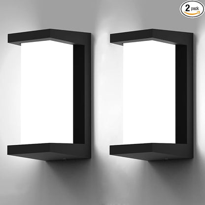 Sytmhoe 2Packs Porch Lights Outdoor Wall Sconce, 24W 2400LM 5000K Modern LED Porch & Patio Lights, Aluminum Exterior Light Fixture Matt Black IP65 Waterproof for Hallway House Backyard Garage Lighting