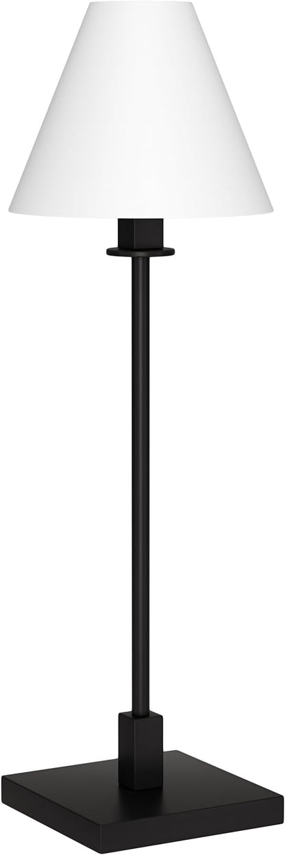 Henn&Hart 28'' Modern 1-Light Table Lamp with White Fabric Cone Shade for Dining Room, Living Room, or Office, Blackened Bronze/White