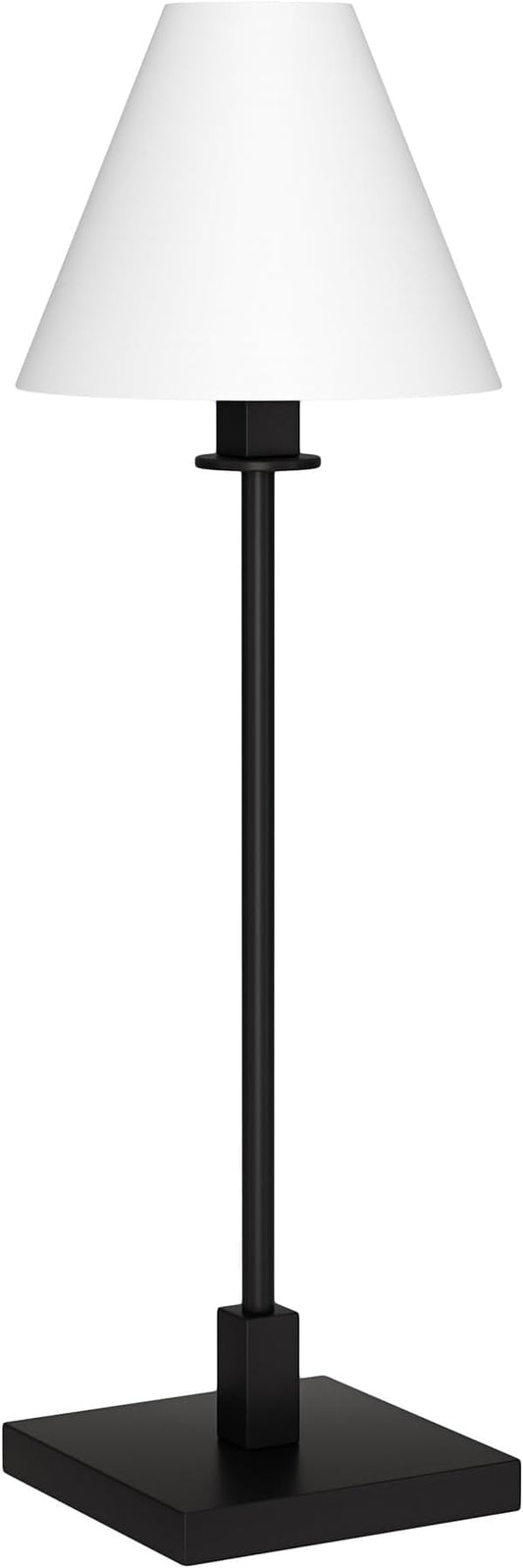 Henn&Hart 28'' Modern 1-Light Table Lamp with White Fabric Cone Shade for Dining Room, Living Room, or Office, Blackened Bronze/White