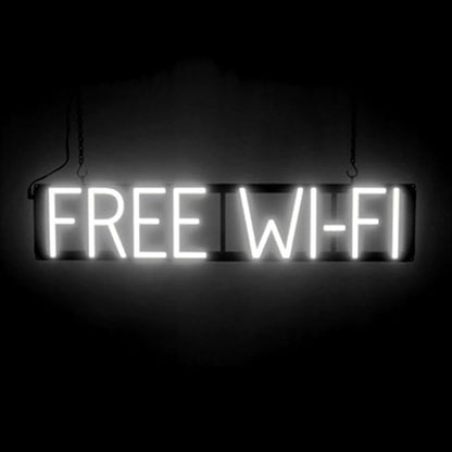 SpellBrite FREE WI-FI Sign | Cafe-Related Sign with Neon Look, White LED Light Source | 30.7" x 6.3"