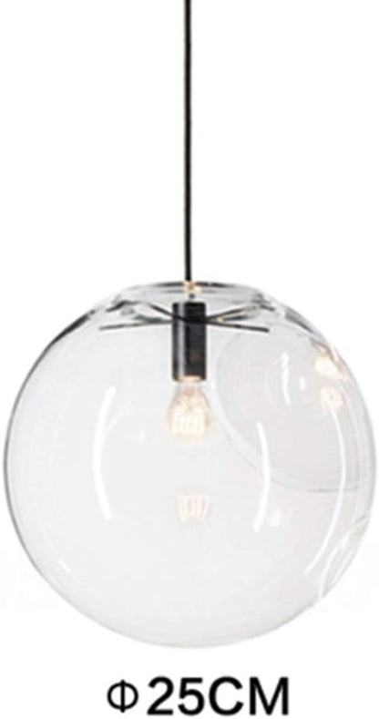 E27 Industrial Clear Glass Globe Shade Pendant Lighting Modern Kitchen LOFT Hanging Light Lamp (25cm)