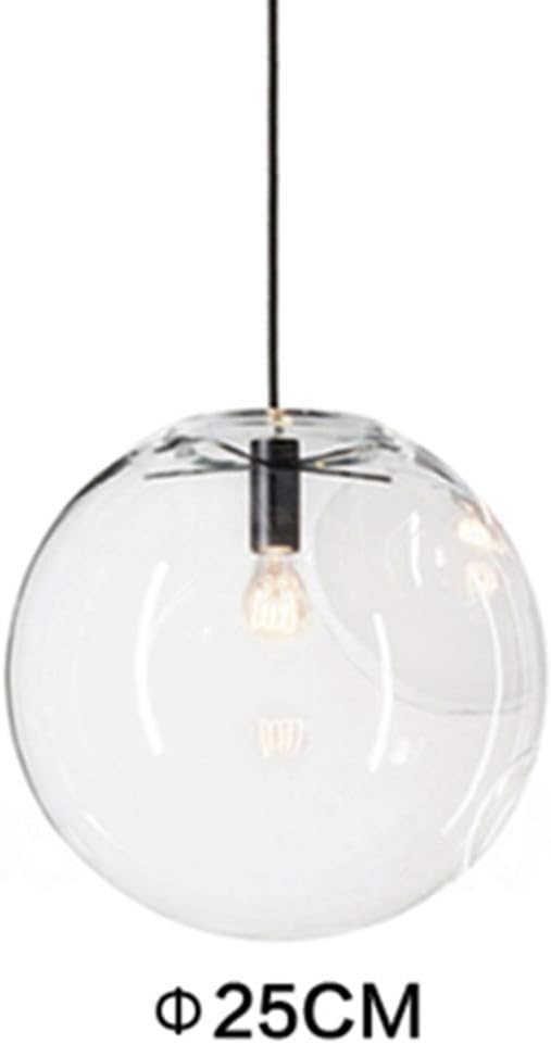 E27 Industrial Clear Glass Globe Shade Pendant Lighting Modern Kitchen LOFT Hanging Light Lamp (25cm)