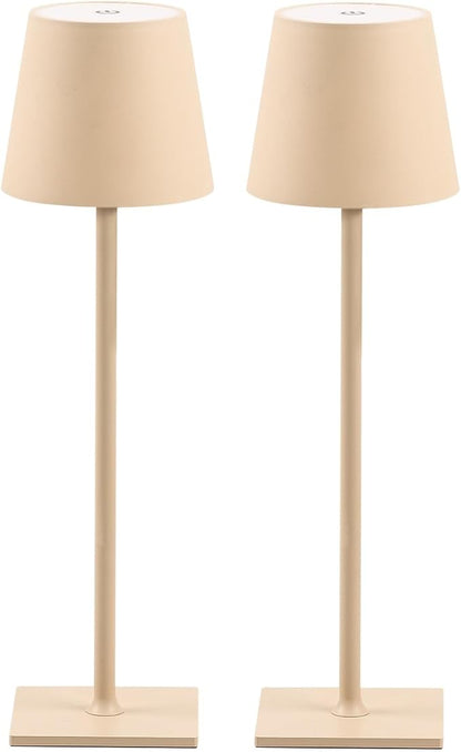 2 Pack Cordless Table Lamps, 3 Colors Stepless Dimming, 5000mAh Rechargeable Battery LED Desk Lamp for Bedroom/Couple Dinner/Desk/Cafe/Dining Room/Terrace