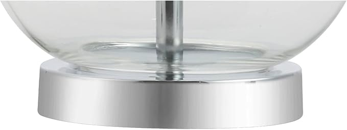 JONATHAN Y JYL1068B-SET2 25" Clear Glass Table Lamp Set of 2 for Living Room Bedroom, Contemporary Glam Bedside Nightstand Lamps with White Linen Drum Shade and Chrome Base, LED Bulbs Included