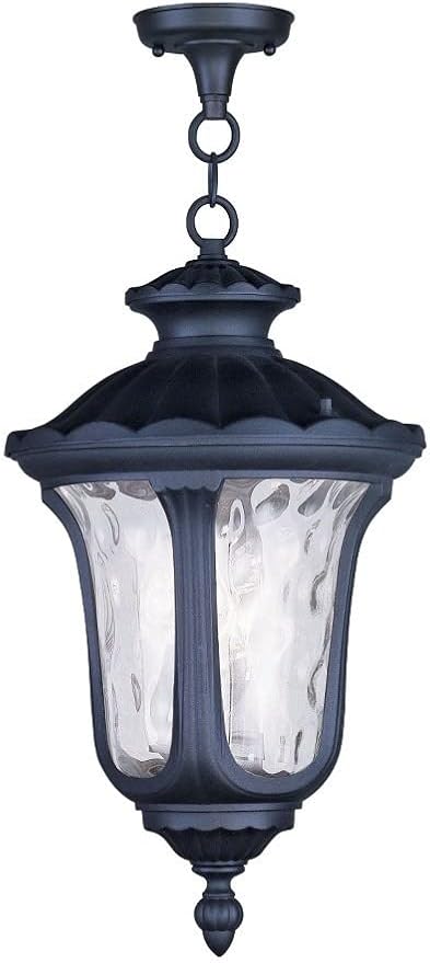 Livex Lighting 7858-04 Oxford 3 Light Outdoor Hanging Lantern, Black