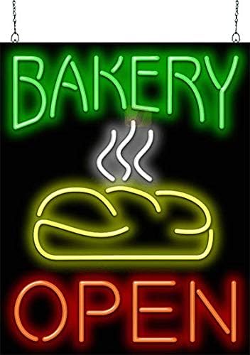 Bakery Open with Bread Neon Sign