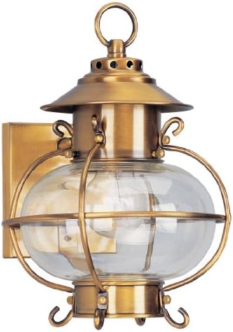 Livex Lighting 2221-22 Outdoor Wall Lantern with Hand Blown Clear Glass Shades, Flemish Brass