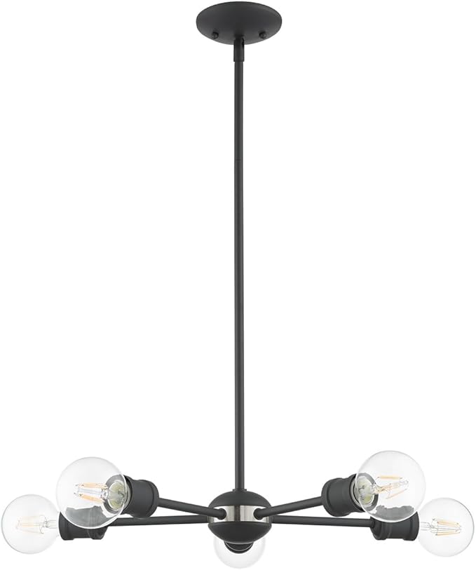 Livex Lighting 46135-76 5 Light Scandinavian Gray Chandelier