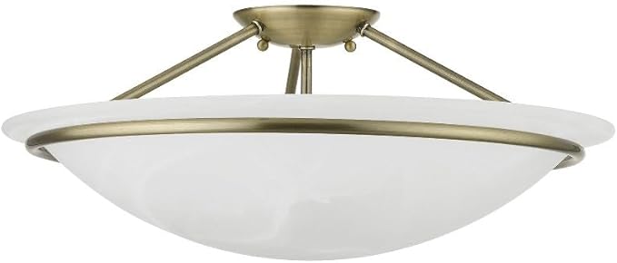 Livex Lighting 4825-91 Newburgh 3-Light Ceiling Mount, Brushed Nickel