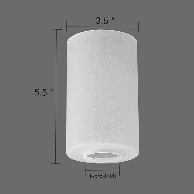 3 Pack Frosted Seeded Glass Cylinder Lamp Shade, Light Fixture Replacement Globe Cover for Chandelier Pendant Light Wall Sconce, 1 5/8 Inch Fitter