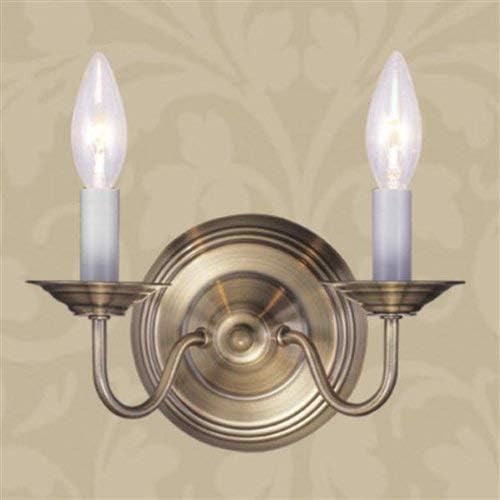 Livex Lighting 5018-01 Williamsburgh 2-Light Wall Sconce, Antique Brass