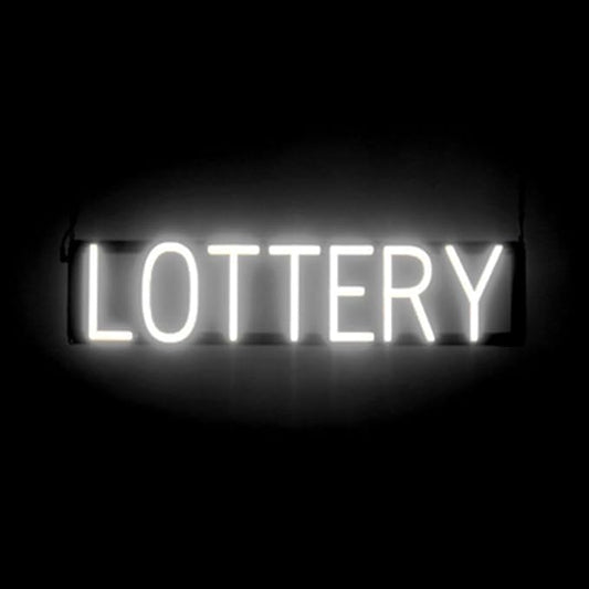 SpellBrite LOTTERY Sign | Gaming-Related Sign with Neon Look, White LED Light Source | 27.4" x 6.3"