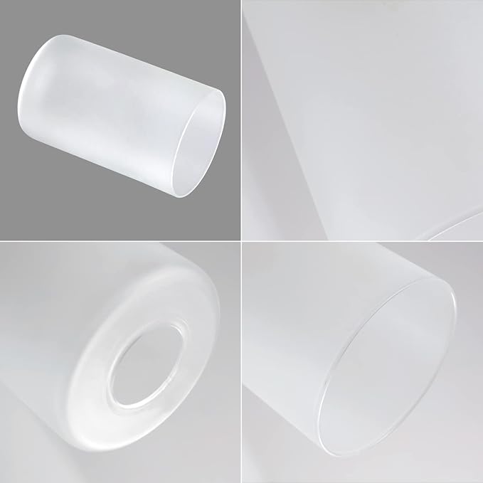4 Pack White Frosted Glass Shades Replacement, 5.9in Height, 3.9in Diameter, 1.65in Fitter, Cylinder Glass Shade Covers Replacement Globe for Chandelier Pendant Wall Sconces Light Fixtures