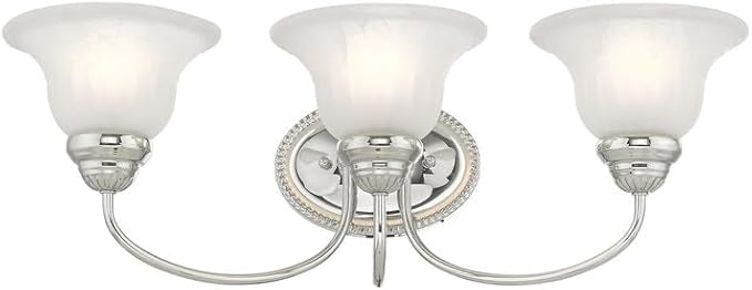 Livex Lighting 1533-05 Edgemont 3 Light Wall Sconce Chrome with White Alabaster Glass, 23.5 x 8.75 x 8