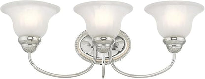 Livex Lighting 1533-05 Edgemont 3 Light Wall Sconce Chrome with White Alabaster Glass, 23.5 x 8.75 x 8