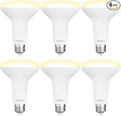 6 Pack BR30 LED Recessed Light Bulb, Dimmable Indoor Flood Light Bulbs CRI80 7W Equivalent 65W 2700K Soft White 650 Lumens, 15000 Lifetime Hours E26 Base LED Can Light Bulb, Flicker-Free