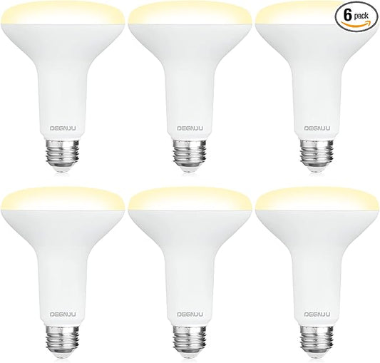 6 Pack BR30 LED Recessed Light Bulb, Dimmable Indoor Flood Light Bulbs CRI80 7W Equivalent 65W 2700K Soft White 650 Lumens, 15000 Lifetime Hours E26 Base LED Can Light Bulb, Flicker-Free