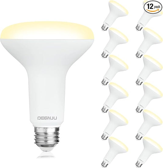 12 Pack Indoor Flood Light Bulbs, BR30 LED Bulb 7W Equivalent 65W, Dimmable Recessed Light Bulbs, 650LM 2700K Soft White 15000 Lifetime LED Can Light Bulb, Interior Home E26 Base
