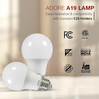 Havells Adore A19 Dimmable LED Bulb, 9W, 60W Equivalent, E26 Medium Base, 2700K Warm White, 810 Lumens, Pack of 24