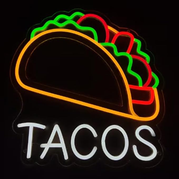 Tacos neon sign, 20inches tacos led light, mexican food neon lights, street food led sign