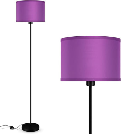 Floor Lamp, Standing Lamp, Modern Stand Up Lamps with Purple Lampshade, 59" Tall, Foot Switch, Simple Living Room Decor for Kids Room, Girls Room, Den, Office - Black(NO Bulb,E26 Base)