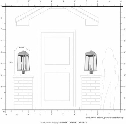 Livex Lighting 20859-04 Oslo - 24.75" Three Light Outdoor Post Top Lantern, Black Finish with Clear Glass