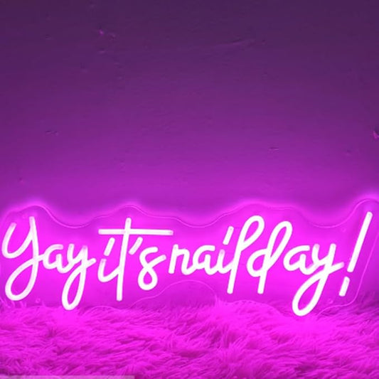 LED Neon Sign Yay It Is Nail Day Room Wall Neon Signs Aesthetic Decoration LED Light Business Neon Signs Nail Shop Night Lights USB Size:50CM