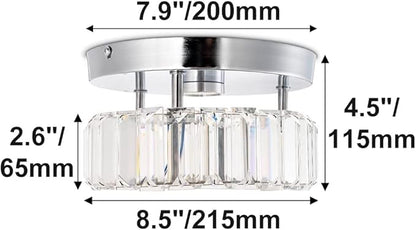 CLAIRDAI Flush Mount Ceiling Light Fixture LED Mini Chandeliers with Crystals Hallway Light Mini Modern Crystal Chandeliers Bedroom Chandelier for Bathroom Kitchen Office