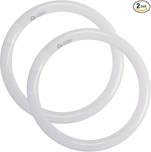 FC12T9/DX 32W 12 inch T9 Circular Light Bulb Daylight, Round Fluorescent Circline Bulbs FC12 T9 32 Watts Kitchen and Bath, G10q 4 Pin Prong, 6500K, 2 Pack
