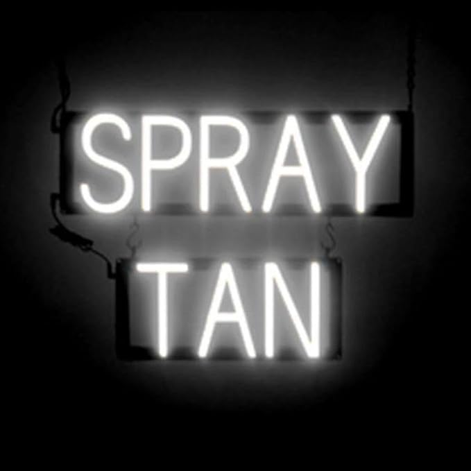 SpellBrite SPRAY TAN Sign | Beauty-Related Sign with Neon Look, White LED Light Source | 21.1" x 15.0"