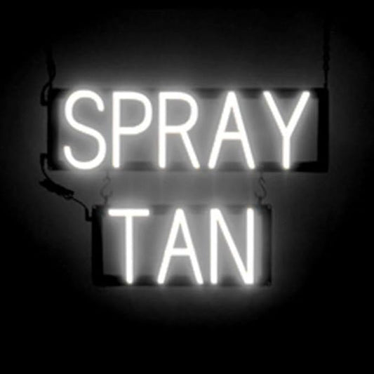 SpellBrite SPRAY TAN Sign | Beauty-Related Sign with Neon Look, White LED Light Source | 21.1" x 15.0"