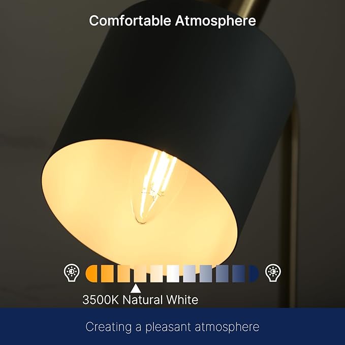 FLSNT 60W Equivalent LED Chandelier Light Bulbs, Dimmable LED B11 E26 Candelabra Base Bulbs, 3500K Natural White, 550LM, 12 Pack UL,CA65 Listed.