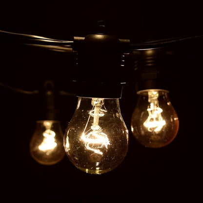 Hometown Evolution, Inc. E26 Commercial String Lights with 16 Gauge Wire (24 Foot 12 Socket, A15 15 Watt Clear Bulb)